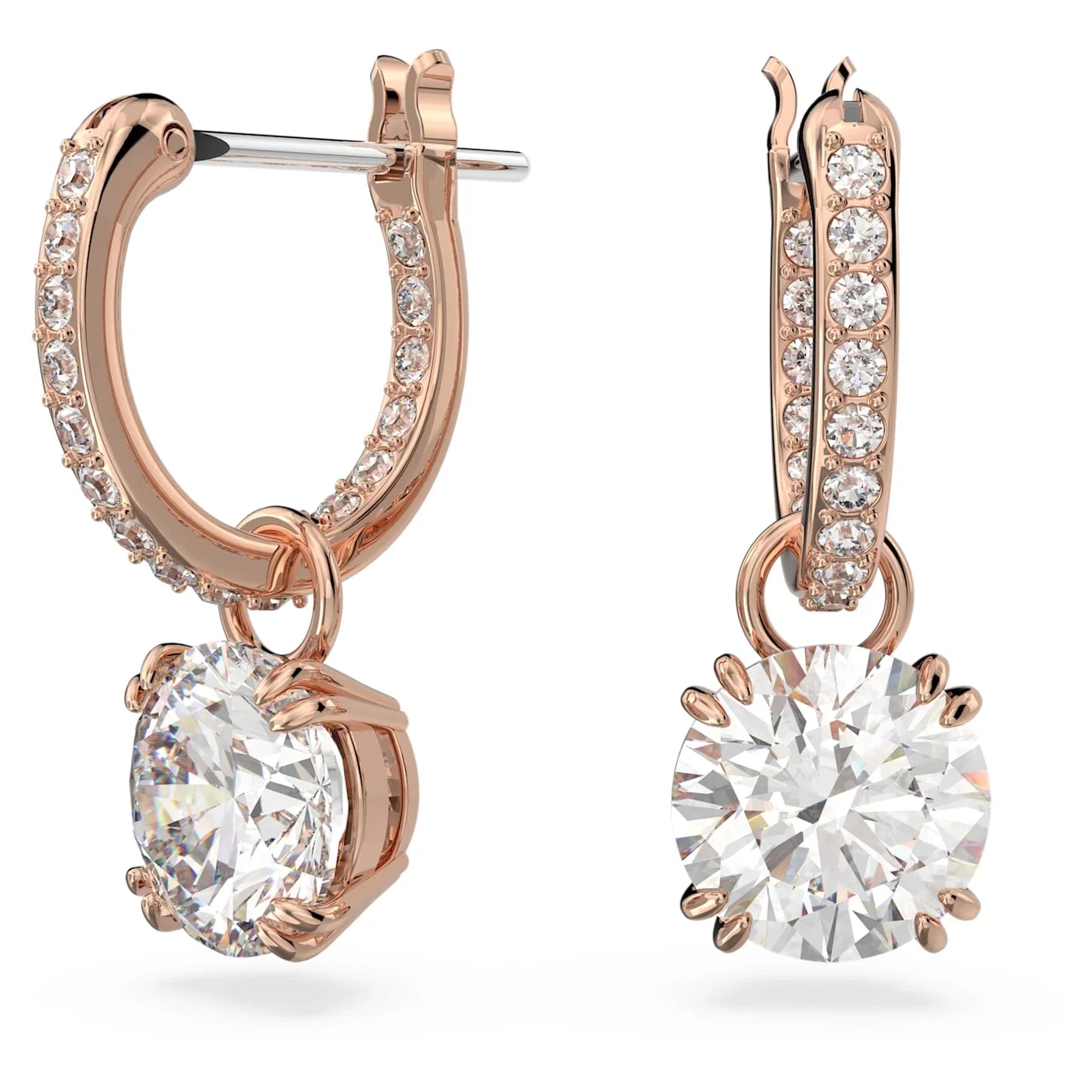 Σκουλαρίκια Swarovski - Stilla - Στρογγυλό κόψιμο - Λευκό & Ροζέ