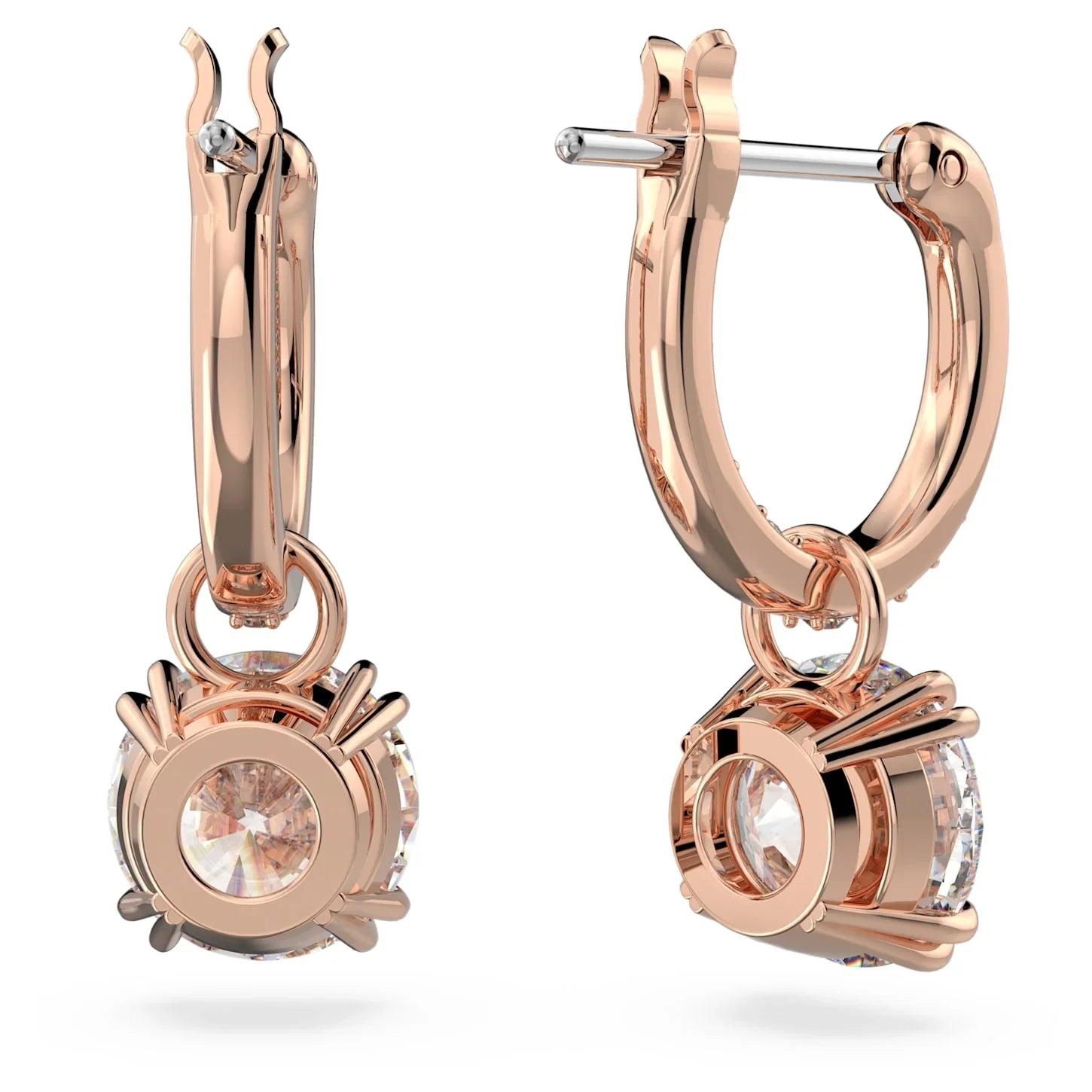 Σκουλαρίκια Swarovski - Stilla - Στρογγυλό κόψιμο - Άσπρο & Ροζέ όψη 3