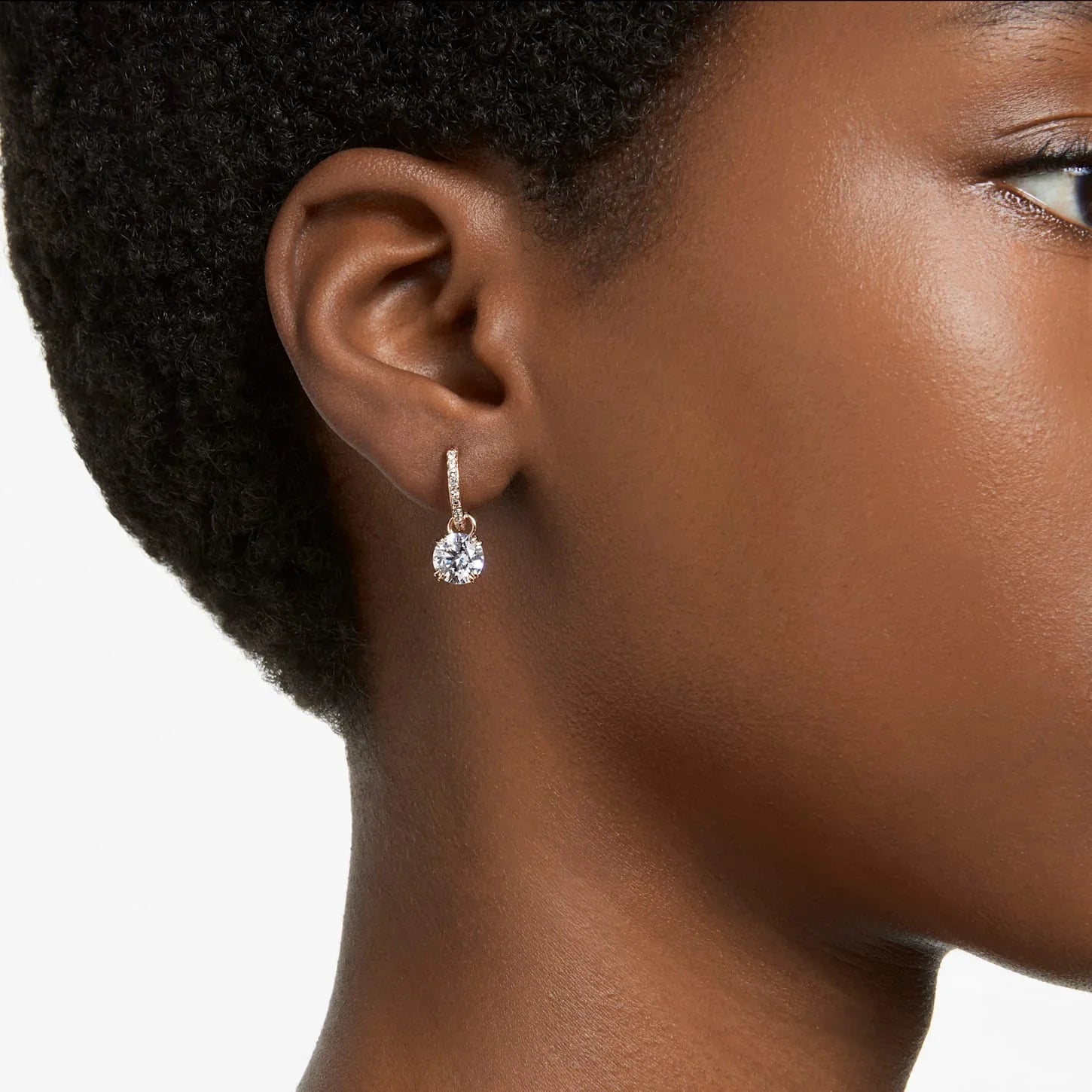 Σκουλαρίκια Swarovski - Stilla - Στρογγυλό κόψιμο - Άποψη Λευκού & Ροζέ 2