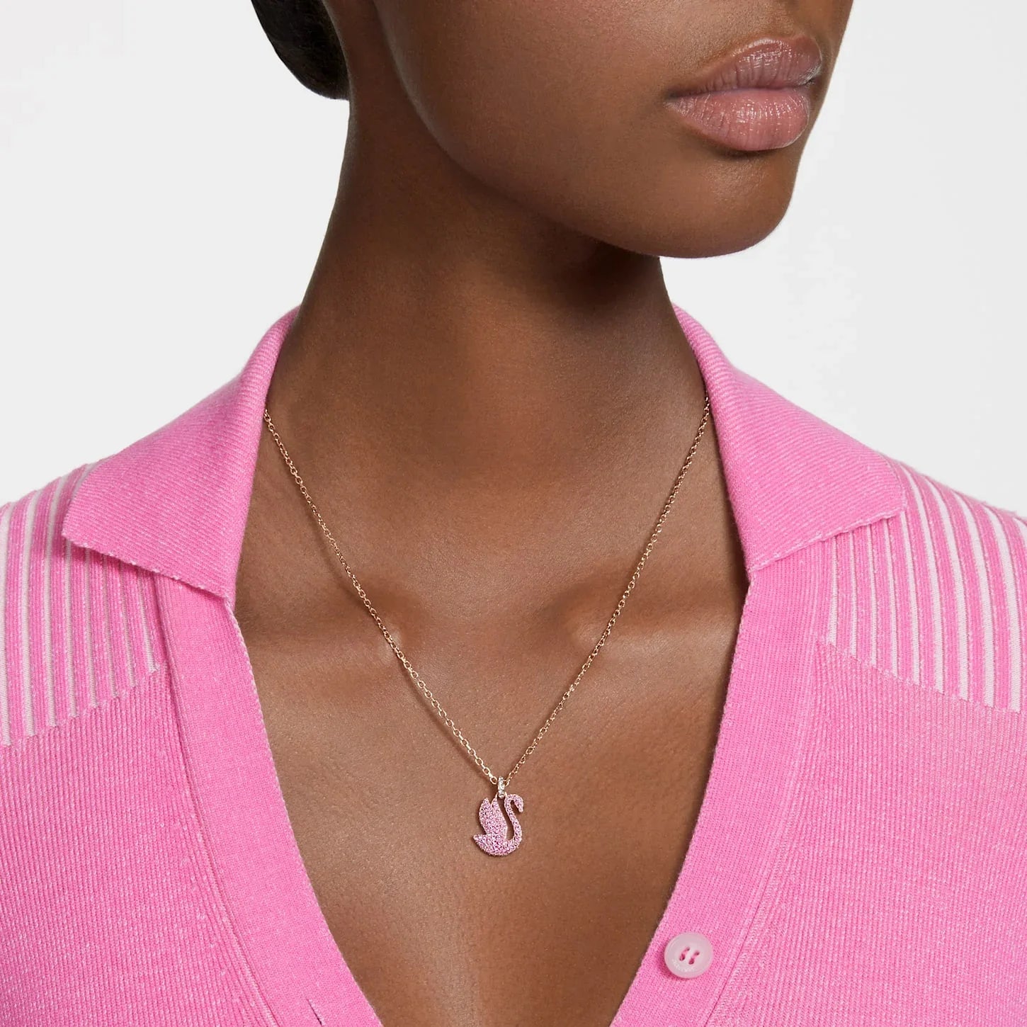 Swarovski medál - Hattyú - Közepes - Pink & Rosé nézet 2