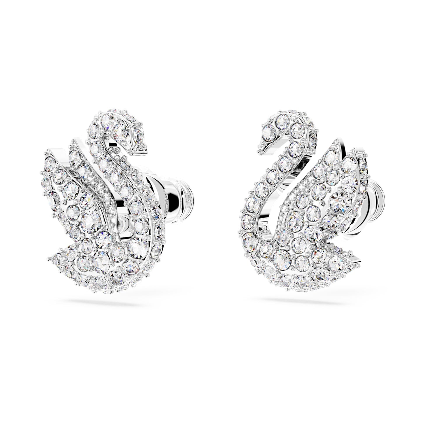 Women's Iconic Swan White Silver Stud Earrings – Swarovski