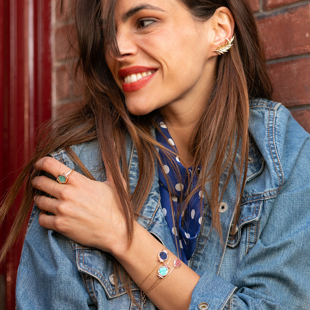 Salomé - Amazonita - Pulseira Banhada a Ouro - Ana et Cha