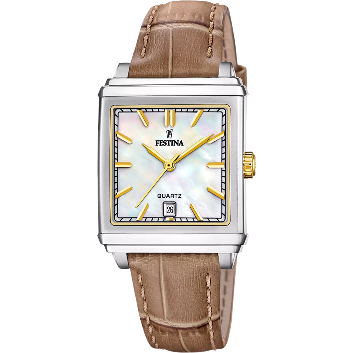 Montre femme Festina ON THE SQUARE acier bracelet cuir