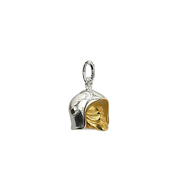 Pendentif casque de pompier en argent 925 rhodié vue face