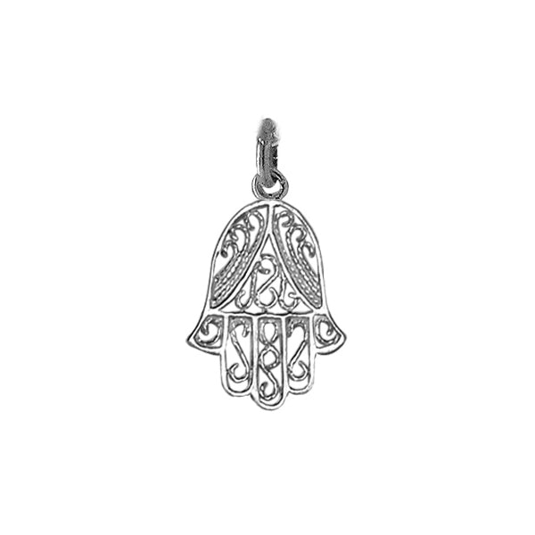 Pendentif main de Fatma en argent 925 rhodié ajouré
