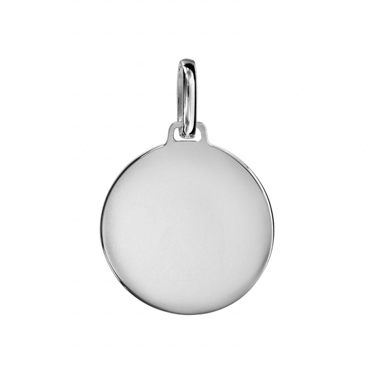 Pendentif rond lisse en argent 925