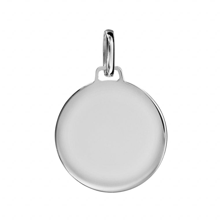 Pendentif rond lisse en argent 925