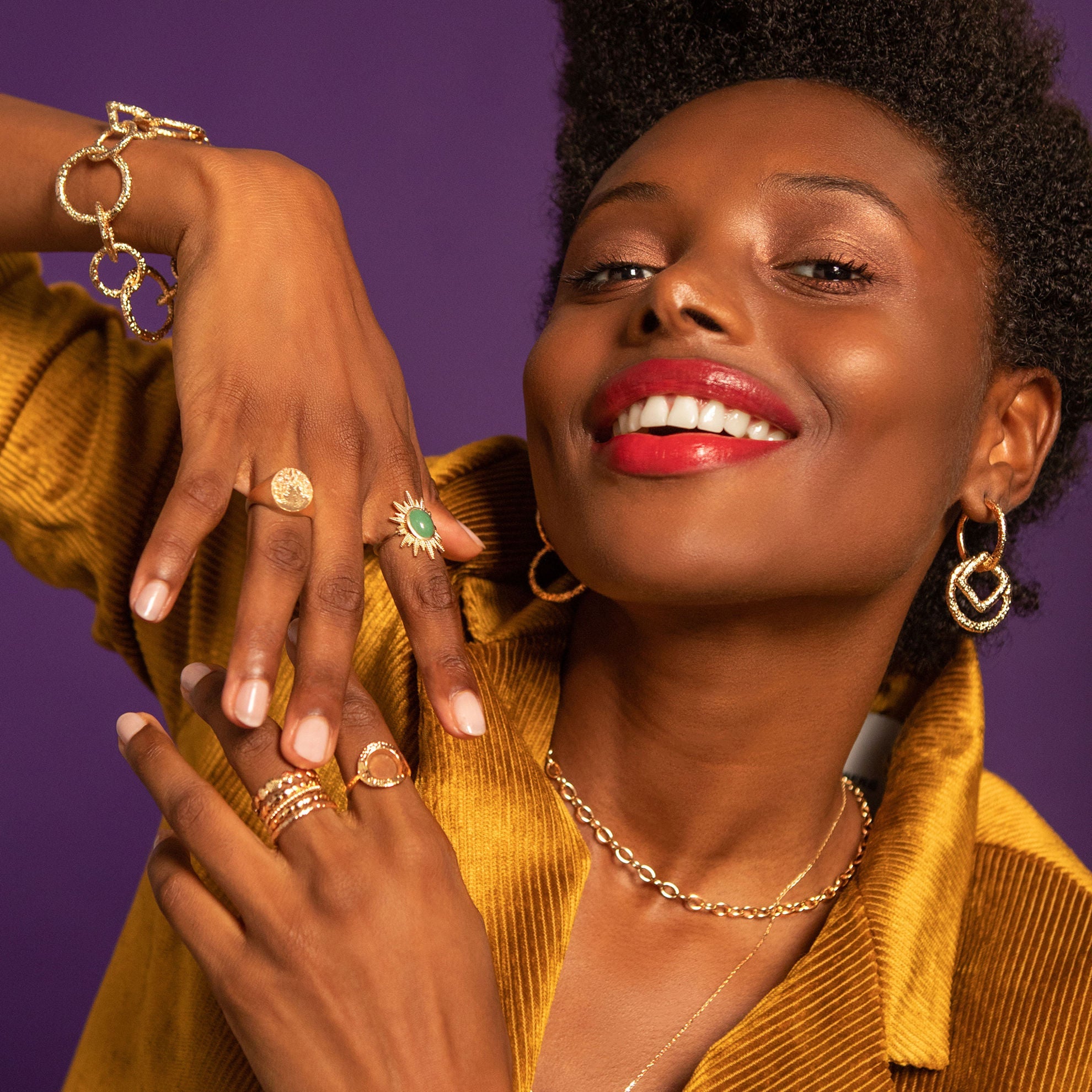 Bague Ana & Cha Ginette aventurine en plaqué or