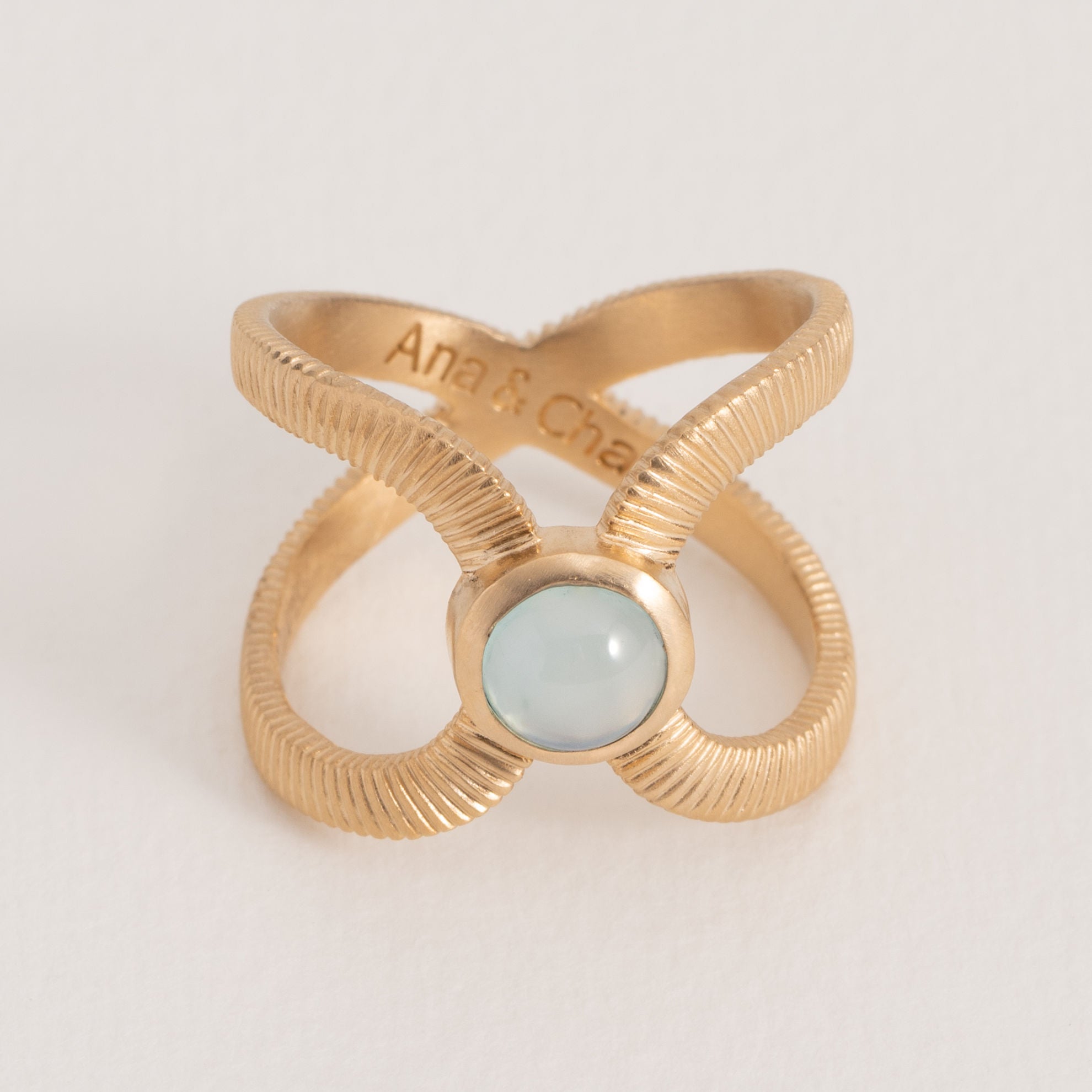 Bague Célestine Agate Bleue en plaqué or