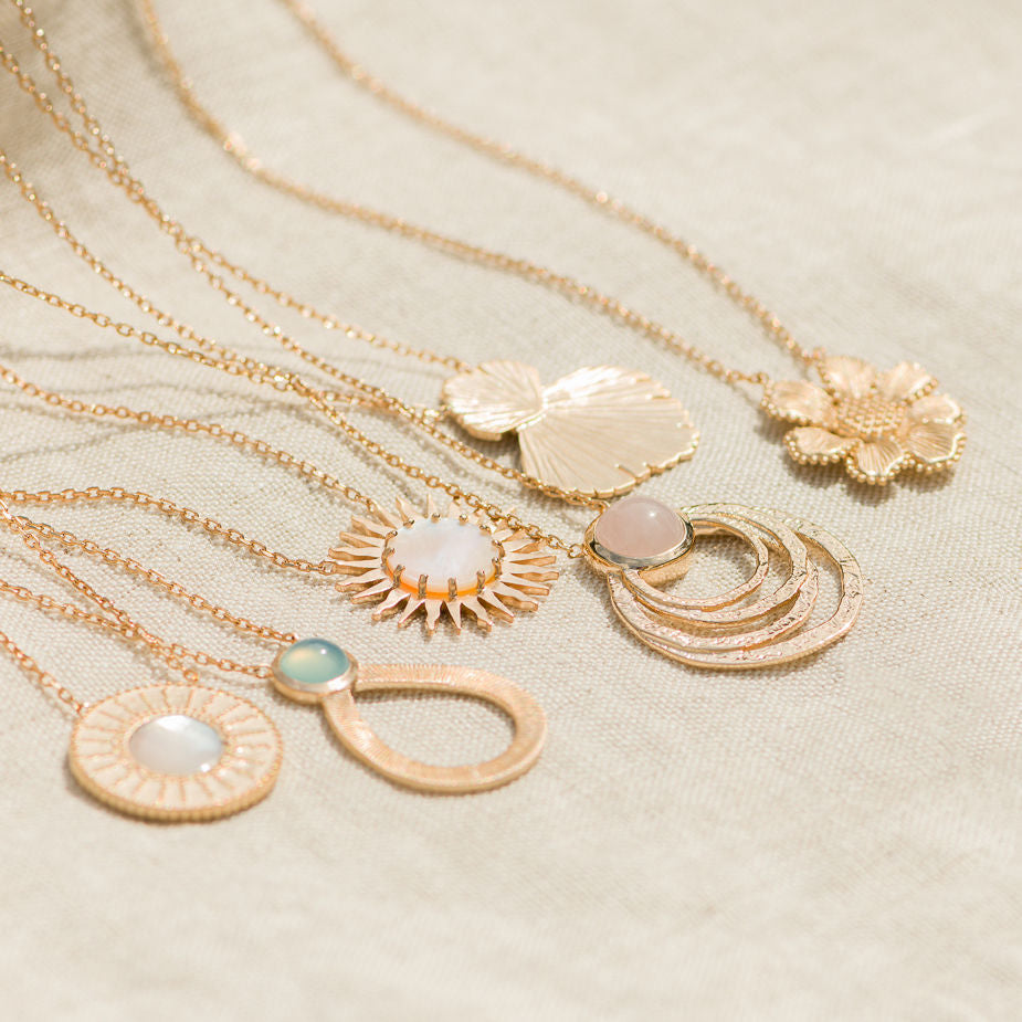 Célestine blauwe agaat ketting - verguld | Ana & Cha