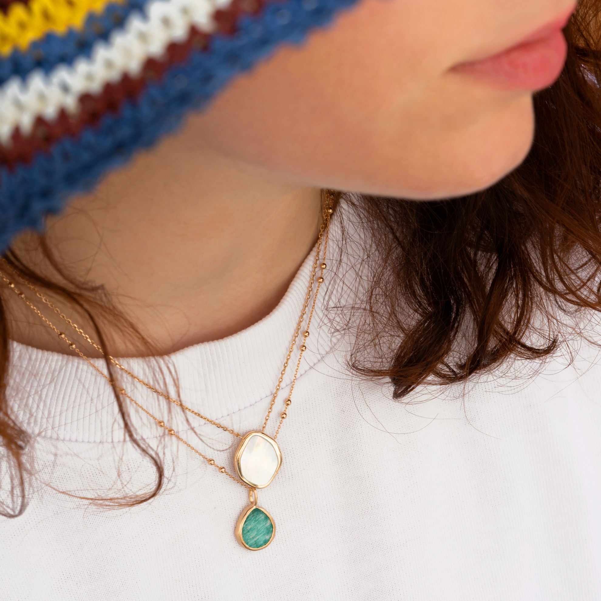 Isaure Amazonite Pendant - Forgyldt | Ana & Cha