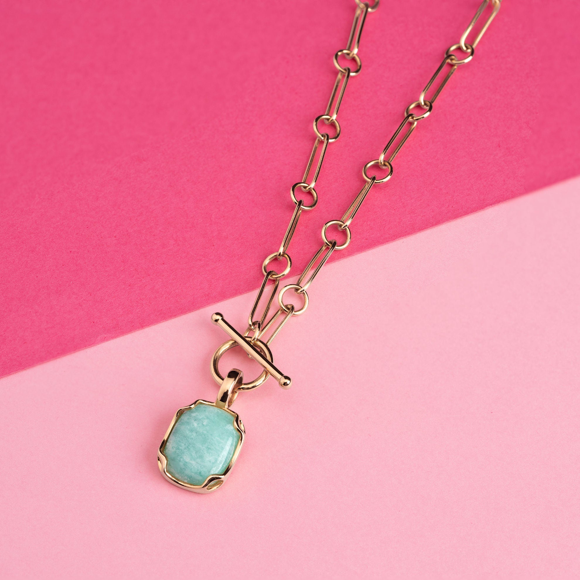 Collier Naomi en plaqué or avec pierre amazonite