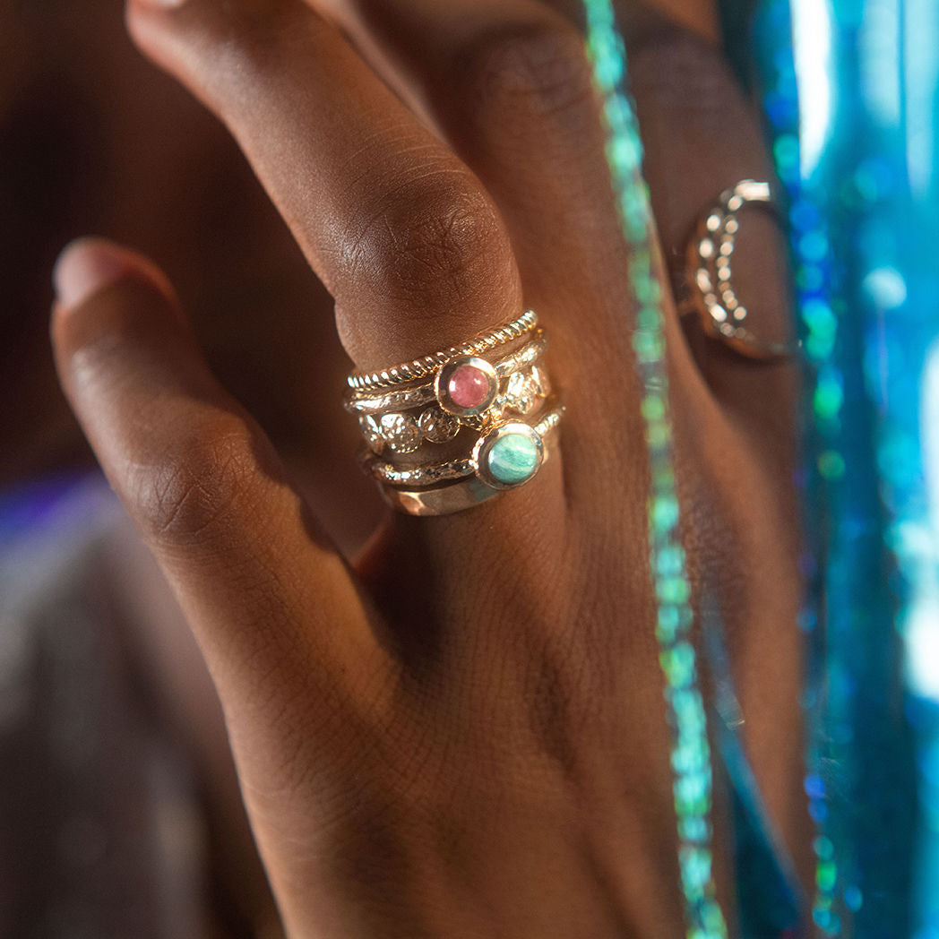 Bague Ana & Cha Cloé Rhodonite plaqué or