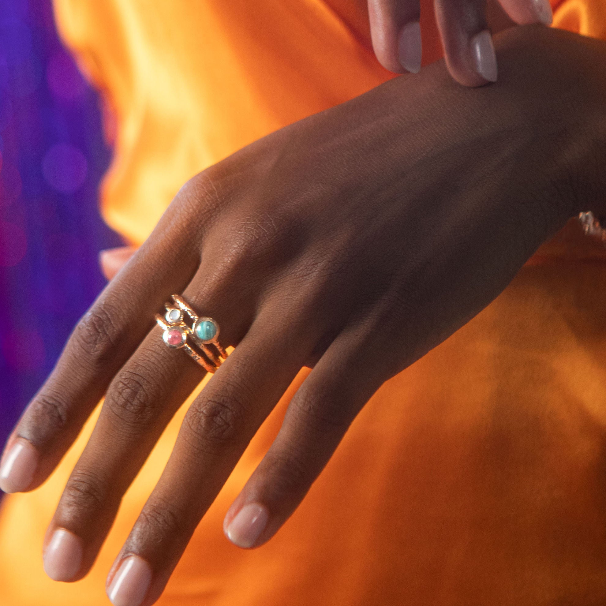 Cloé Amazonit-Ring – vergoldet | Ana & Cha