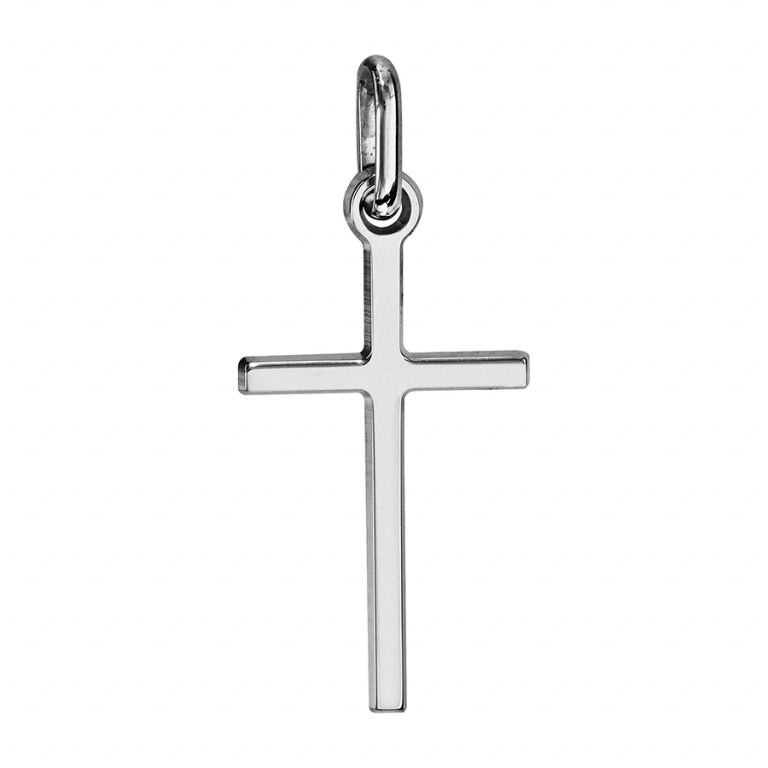 Pendentif croix fine en argent 925 rhodié élégant et sobre