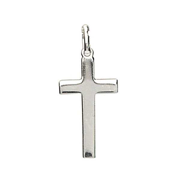 Pendentif croix plate en argent 925 rhodié