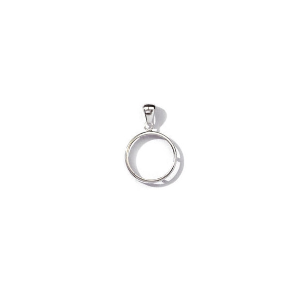 Pendentif porte pièce rond en argent 925 avec finition polie