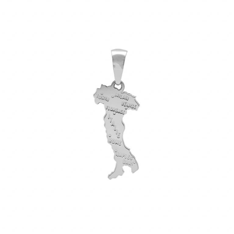 Pendentif carte Italie en argent 925 rhodié