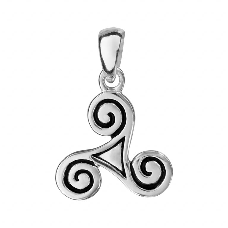 Pendentif triskel en argent 925 rhodié design élégant