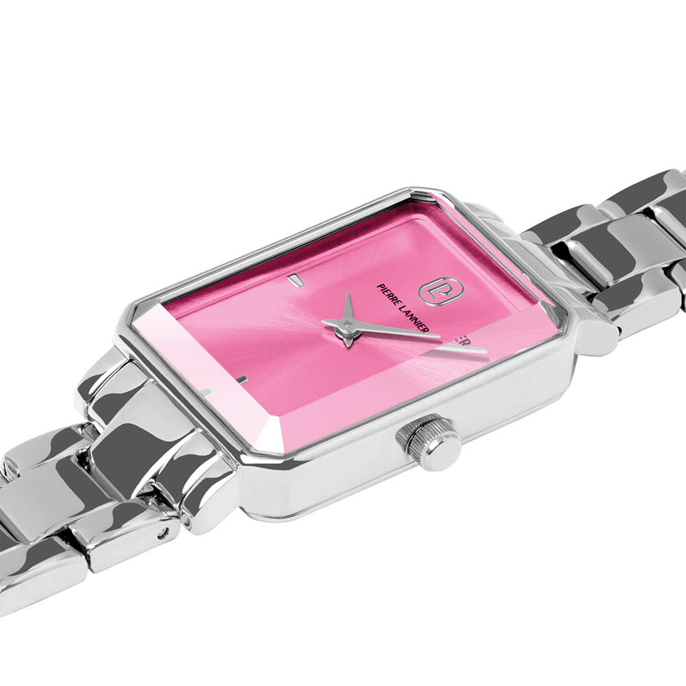 Montre femme Pierre Lannier ARIANE 005P651 – cadran rose bracelet acier argenté – vue 2