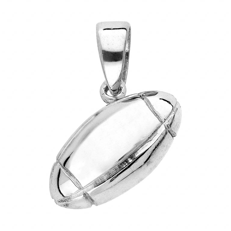 Pendentif mode ballon rugby en argent 925 rhodié