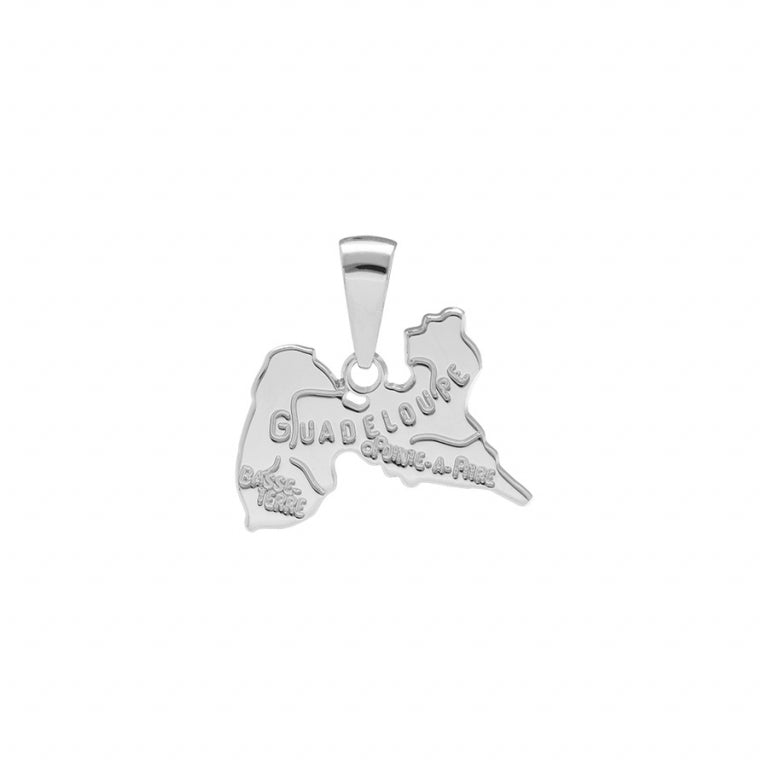 Pendentif mode carte Guadeloupe en argent 925 rhodié