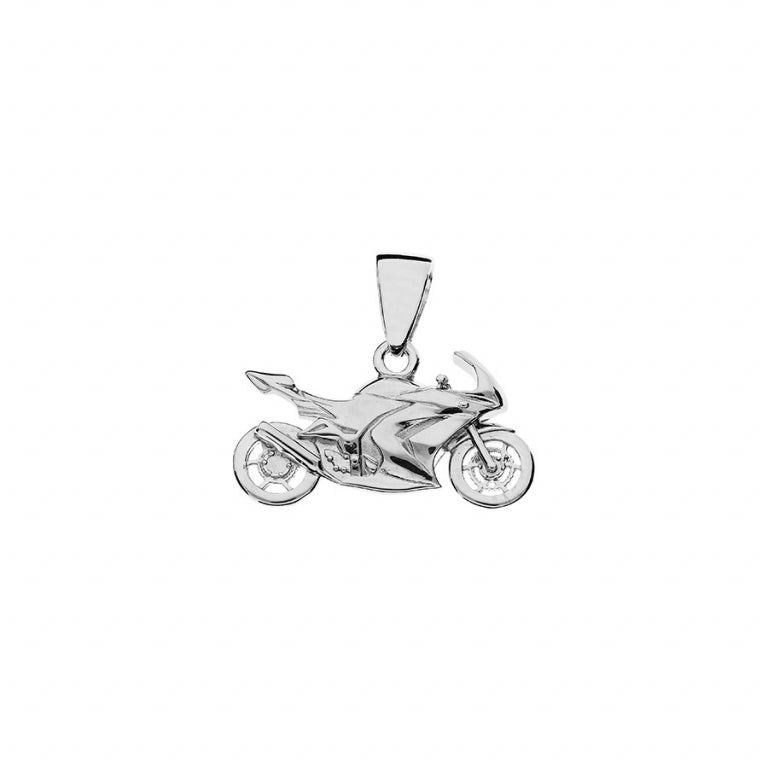 Pendentif mode moto de route en argent 925