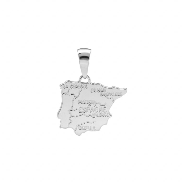 Pendentif carte Espagne en argent 925 rhodié