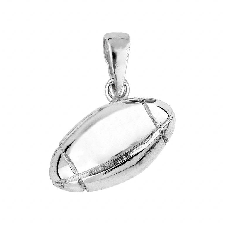 Pendentif petit ballon rugby en argent 925 rhodié