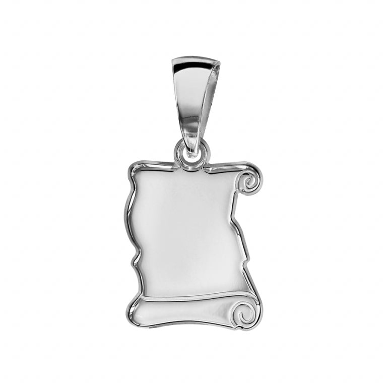 Pendentif parchemin en argent 925 avec finition polie