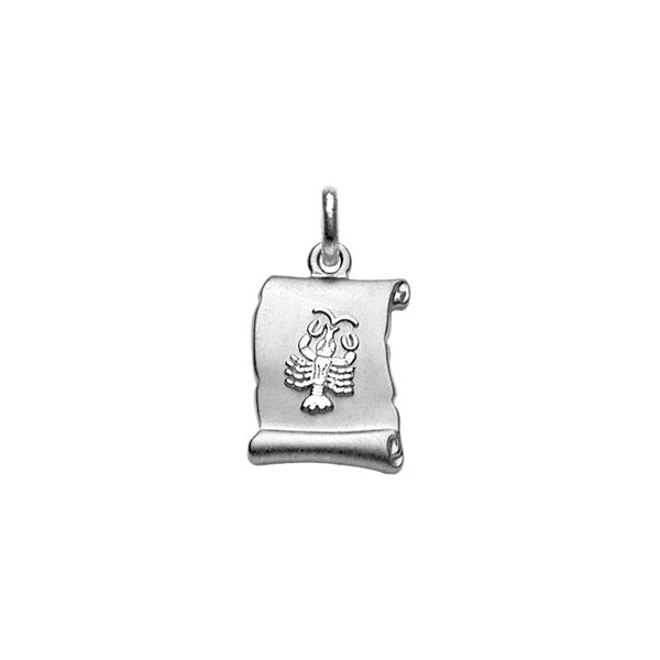 Pendentif mode parchemin Cancer en argent 925 rhodié brillant