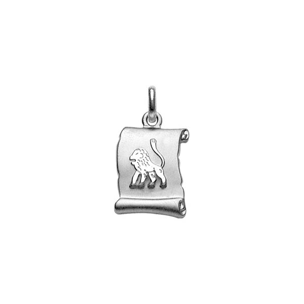 Pendentif mode parchemin Lion en argent 925 rhodié brillant