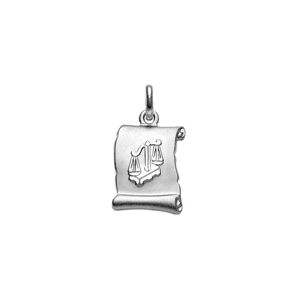 Pendentif mode parchemin Balance en argent 925 rhodié brillant