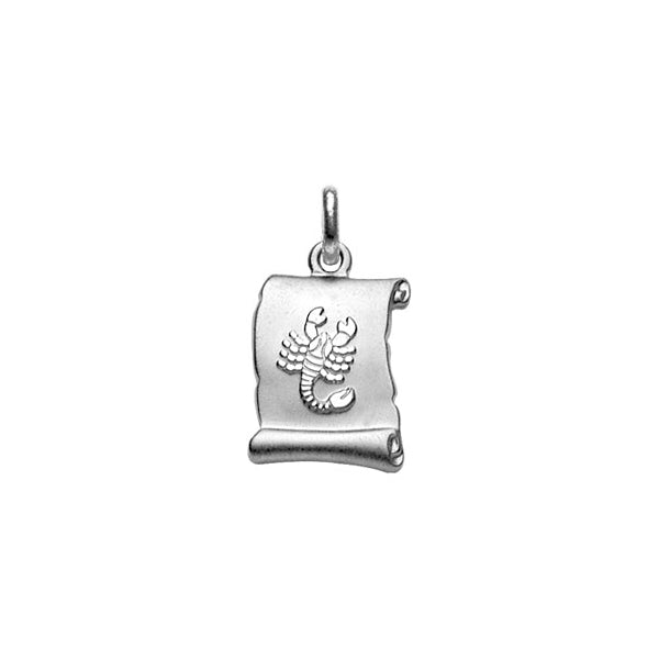 Pendentif mode parchemin Scorpion en argent 925 rhodié
