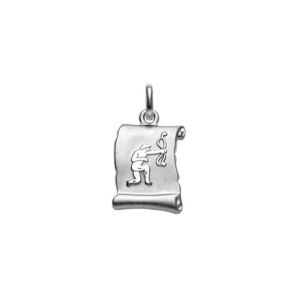 Pendentif parchemin Sagittaire en Argent 925 Rhodié brillant