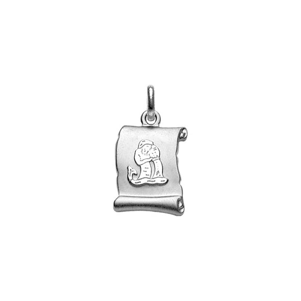 Pendentif mode parchemin Verseau en Argent 925 Rhodié brillant
