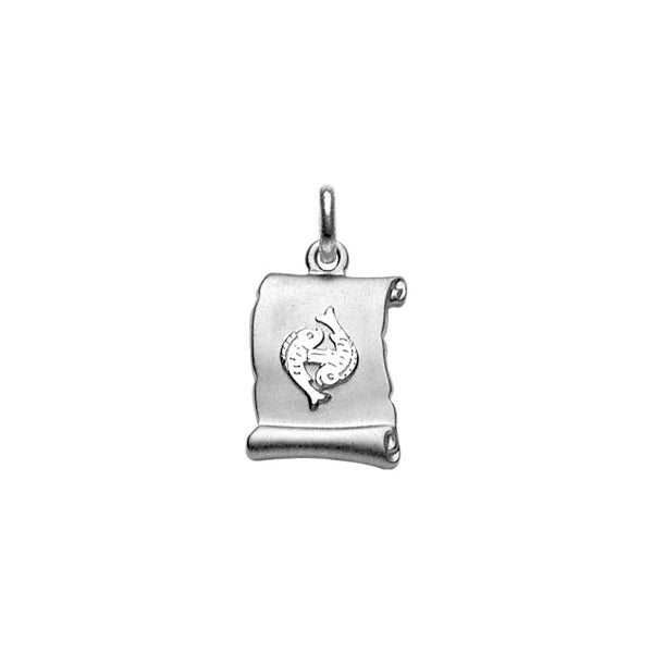 Pendentif mode Poisson parchemin en argent 925 rhodié brillant
