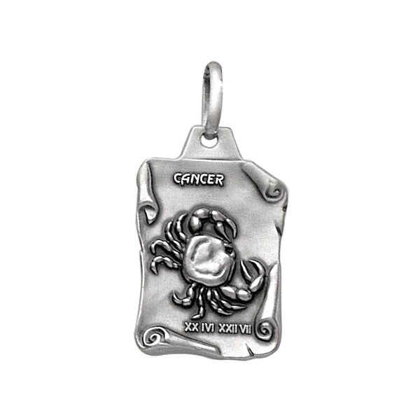 Pendentif mode parchemin motif crabes en argent 925 finition vieil argent