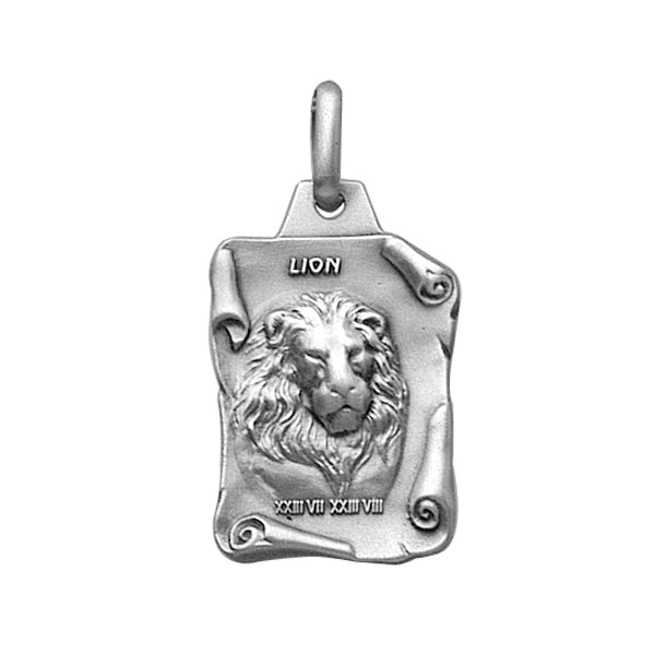 Pendentif mode lion parchemin en argent 925 vieil argent