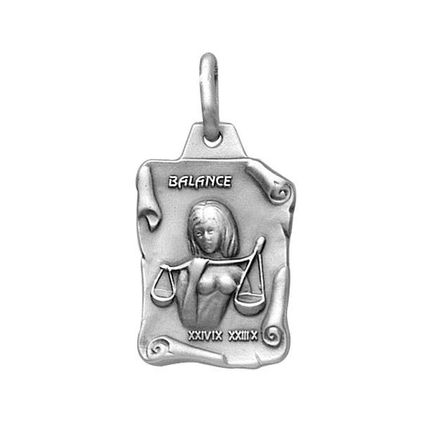 Pendentif mode parchemin Balance en argent 925 vieil argent