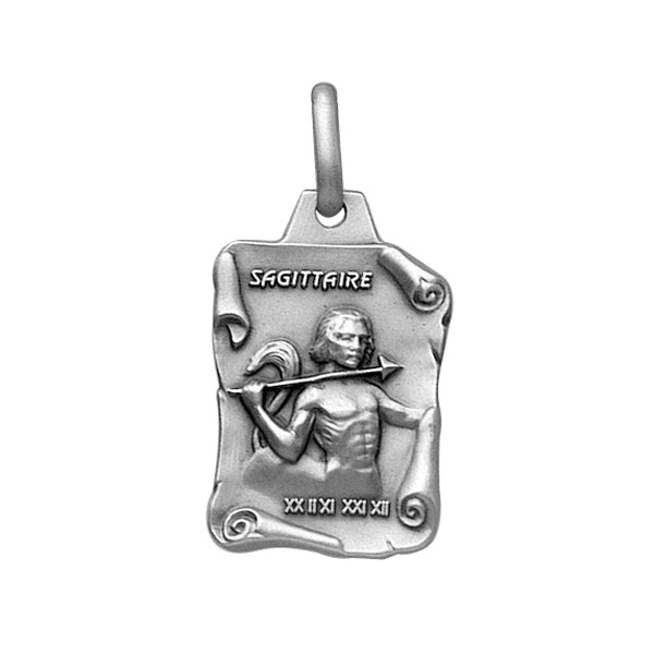 Pendentif mode Sagittaire grand parchemin en Argent 925