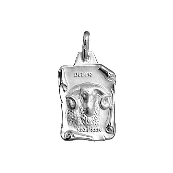 Pendentif mode bélier parchemin en argent 925 rhodié
