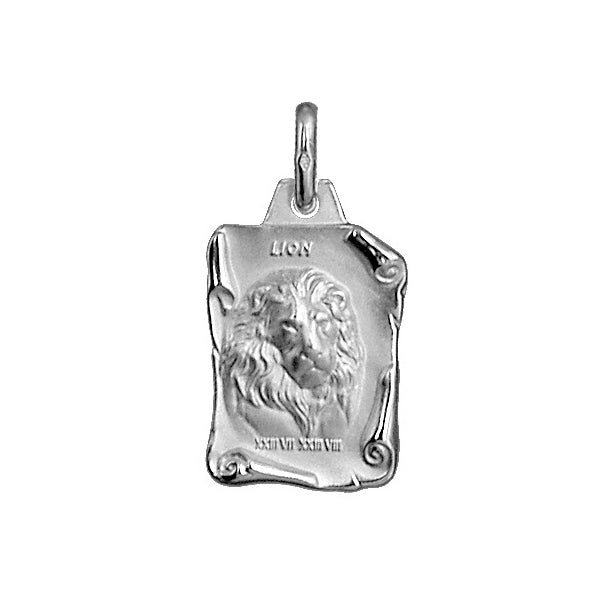 Pendentif modèle lion parchemin en argent 925 rhodié brillant et sable