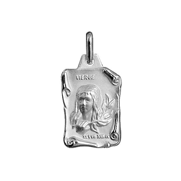 Pendentif parchemin vierge en argent 925 rhodié finition brillant et sable