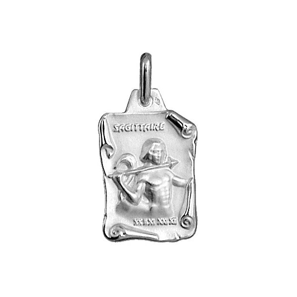 Pendentif mode parchemin Sagittaire en argent 925 rhodié