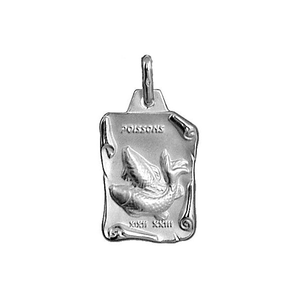 Pendentif mode parchemin poisson en argent 925 rhodié