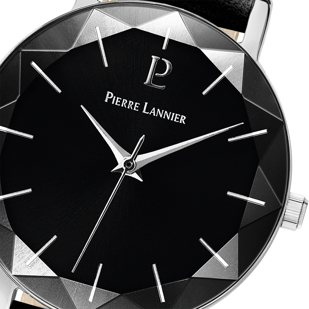 Multiples - Argenté Cuir Noir - Montre - Pierre Lannier