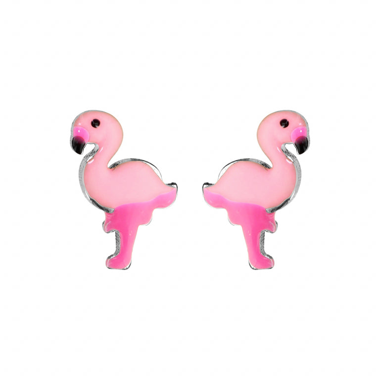 Orecchini fenicottero rosa – Argento | Azuline