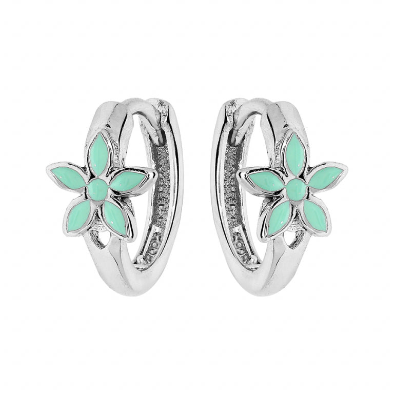 Green Flower - Silver - Earrings