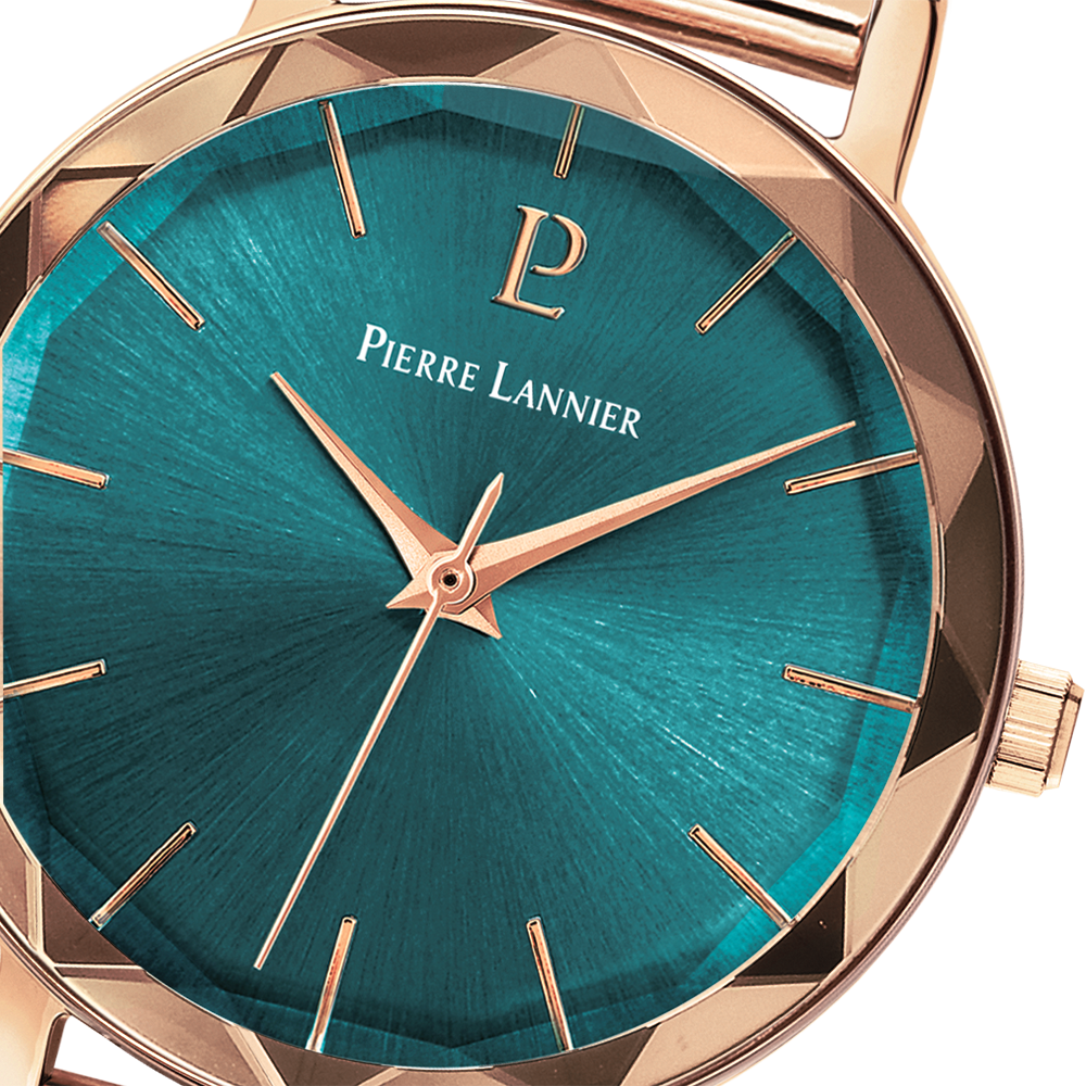 Montre femme Pierre Lannier MULTIPLES 010P978 – cadran vert bracelet acier milanais doré rose – vue 4